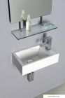 SAPHO - AMAROK - Öntött márvány mosdó, mosdókagyló, jobbos - 40x22cm - Pultra, bútorra, falra szerelhető