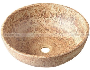 SAPHO PRIORI - Kerámia mosdó, mosdótál, mosdókagyló - D42X15cm - Barna mintázattal - Pultra, bútorra ültethető (PI010)