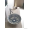 SAPHO - PRIORI - Kerámia mosdó, mosdótál - D42X15cm - Fehér, kék mintázattal - Pultra, bútorra ültethető (PI012)
