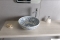 SAPHO - PRIORI - Kerámia mosdó, mosdótál - D42X15cm - Fehér, kék mintázattal - Pultra, bútorra ültethető (PI012)