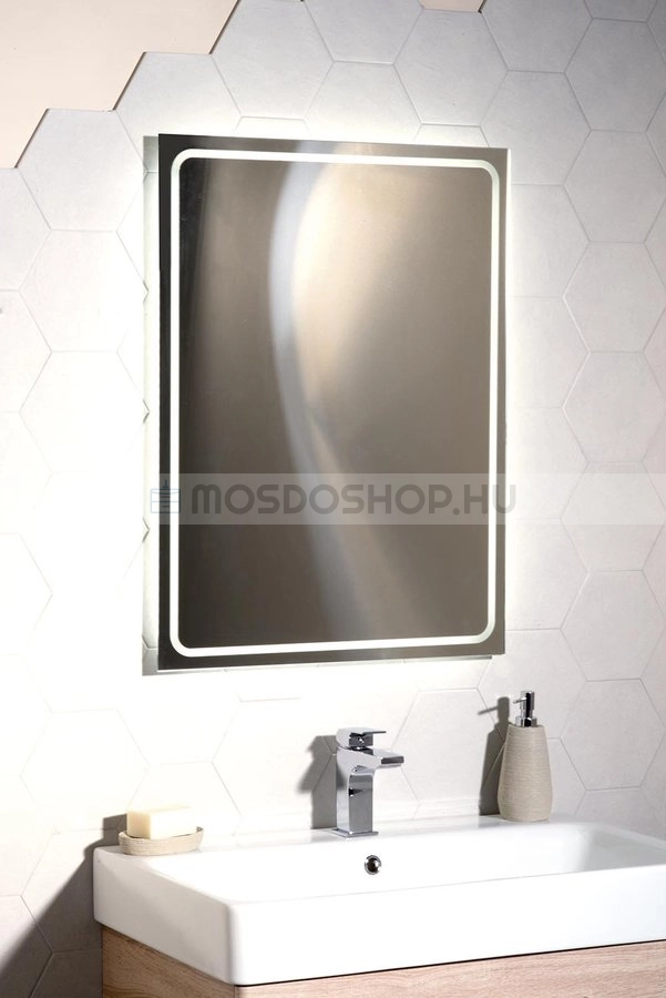 SAPHO - GEMINI II - Fürdőszobai fali tükör LED világítással - 60x80cm - Alumínium kerettel