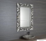SAPHO - SCULE - Fürdőszobai fali tükör, ezüst színű, kézzel faragott fa kerettel - 70x100cm