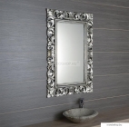 SAPHO - SCULE - Fürdőszobai fali tükör, ezüst színű, kézzel faragott fa kerettel - 80x120cm