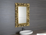 SAPHO - SCULE - Fürdőszobai fali tükör, arany színű, kézzel faragott fa kerettel - 70x100cm