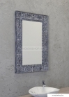 SAPHO - UBUD - Fürdőszobai fali tükör, antikolt szürke színű, kézzel faragott fa kerettel - 70x100cm