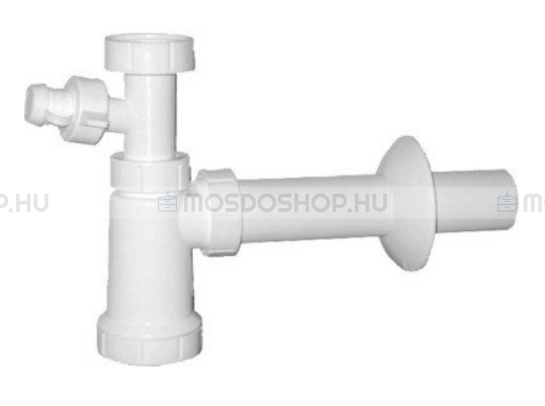 SAPHO - Mosdó szifon, búraszifon - Mosógép csatlakozással - D40mm - Fehér PVC (CV1010)